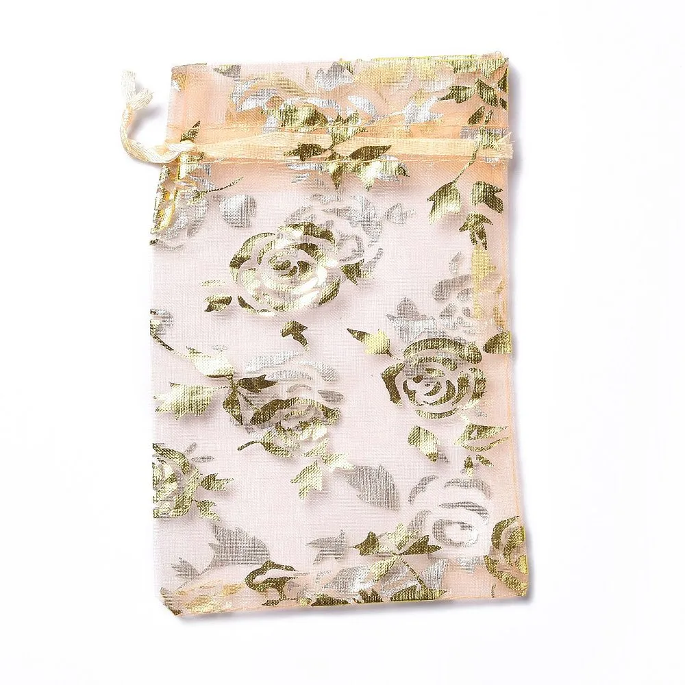 1 Bag Organza Drawstring Jewelry Pouches, Wedding Party Gift Bags, 15x10x0.11cm