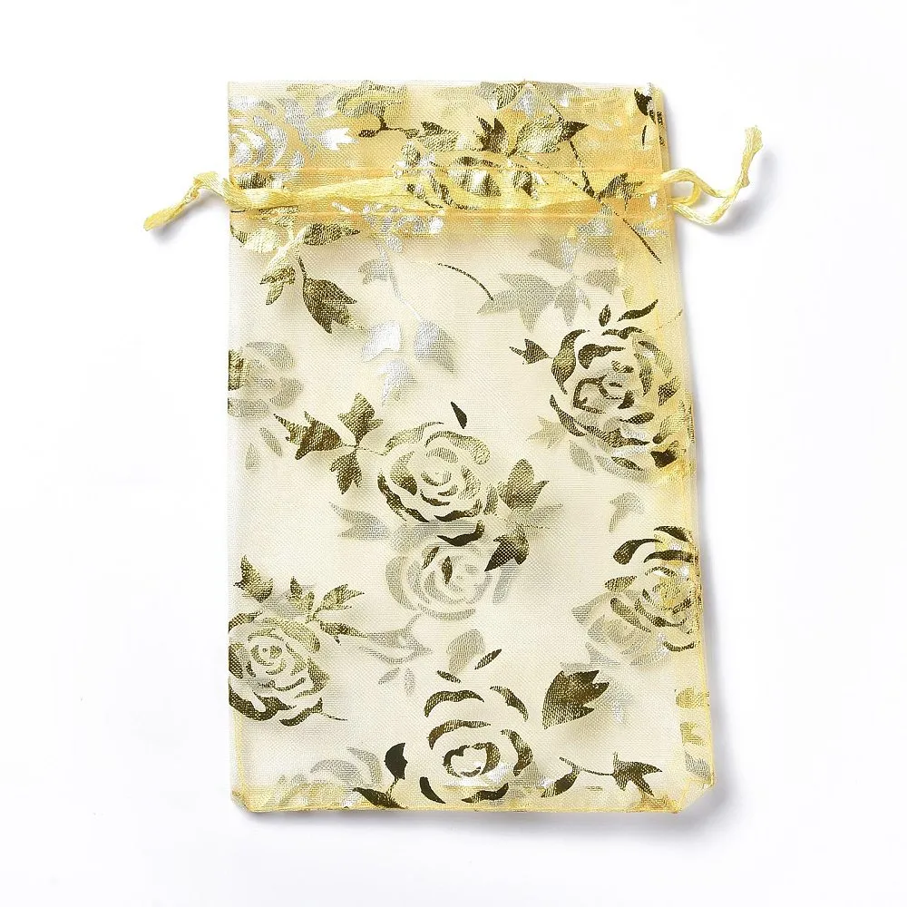 1 Bag Organza Drawstring Jewelry Pouches, Wedding Party Gift Bags, 15x10x0.11cm