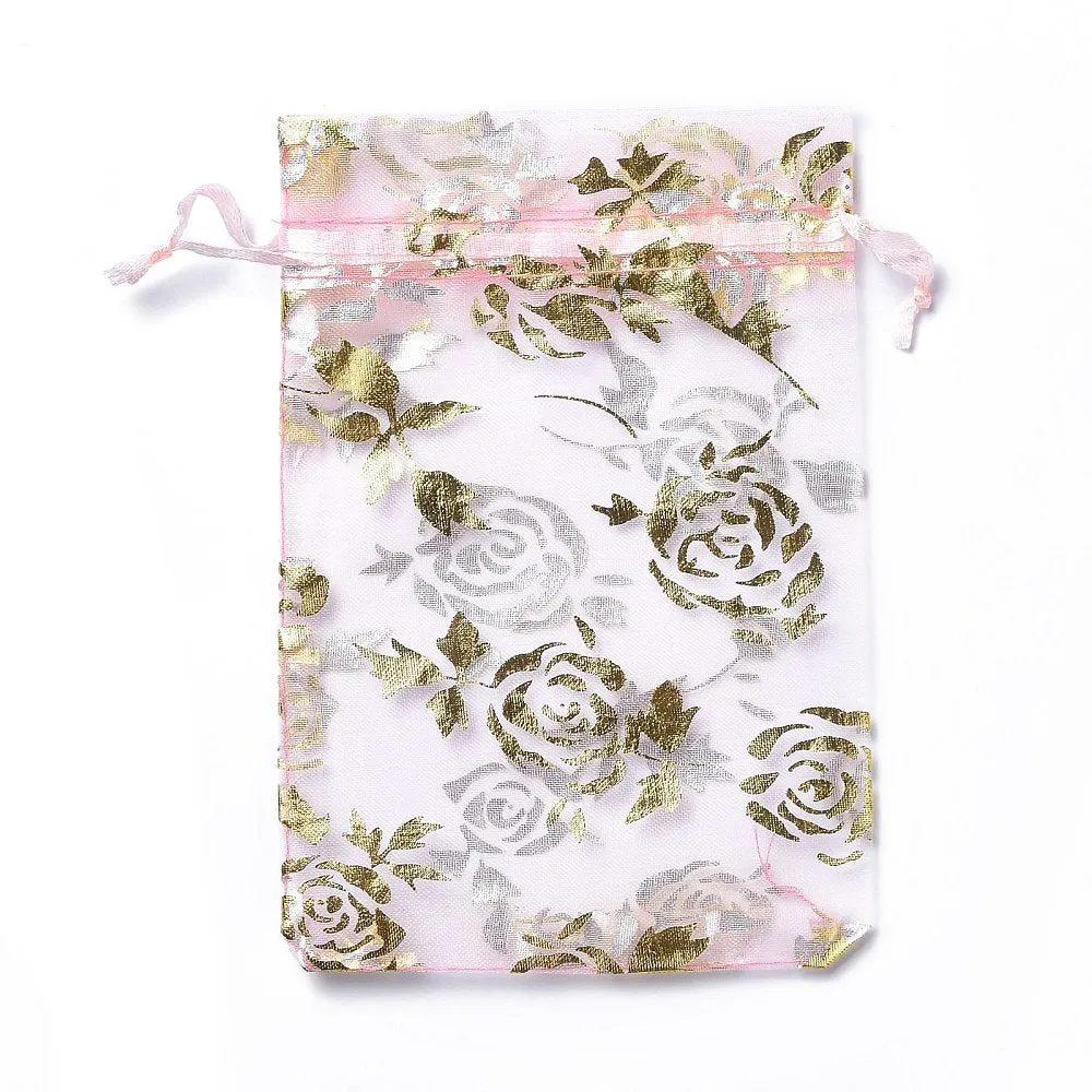 1 Bag Organza Drawstring Jewelry Pouches, Wedding Party Gift Bags, 15x10x0.11cm