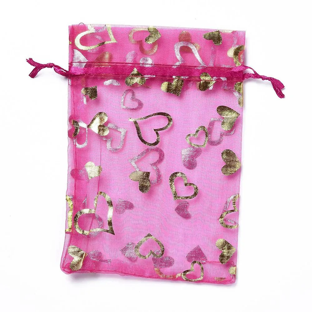 1 Bag Organza Drawstring Jewelry Pouches, Wedding Party Gift Bags, 15x10x0.11cm