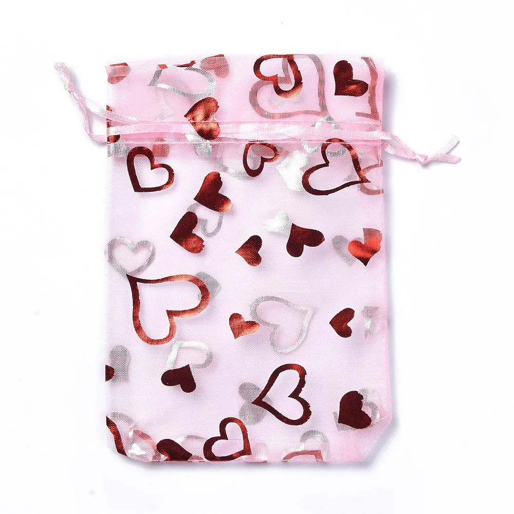 1 Bag Organza Drawstring Jewelry Pouches, Wedding Party Gift Bags, 15x10x0.11cm