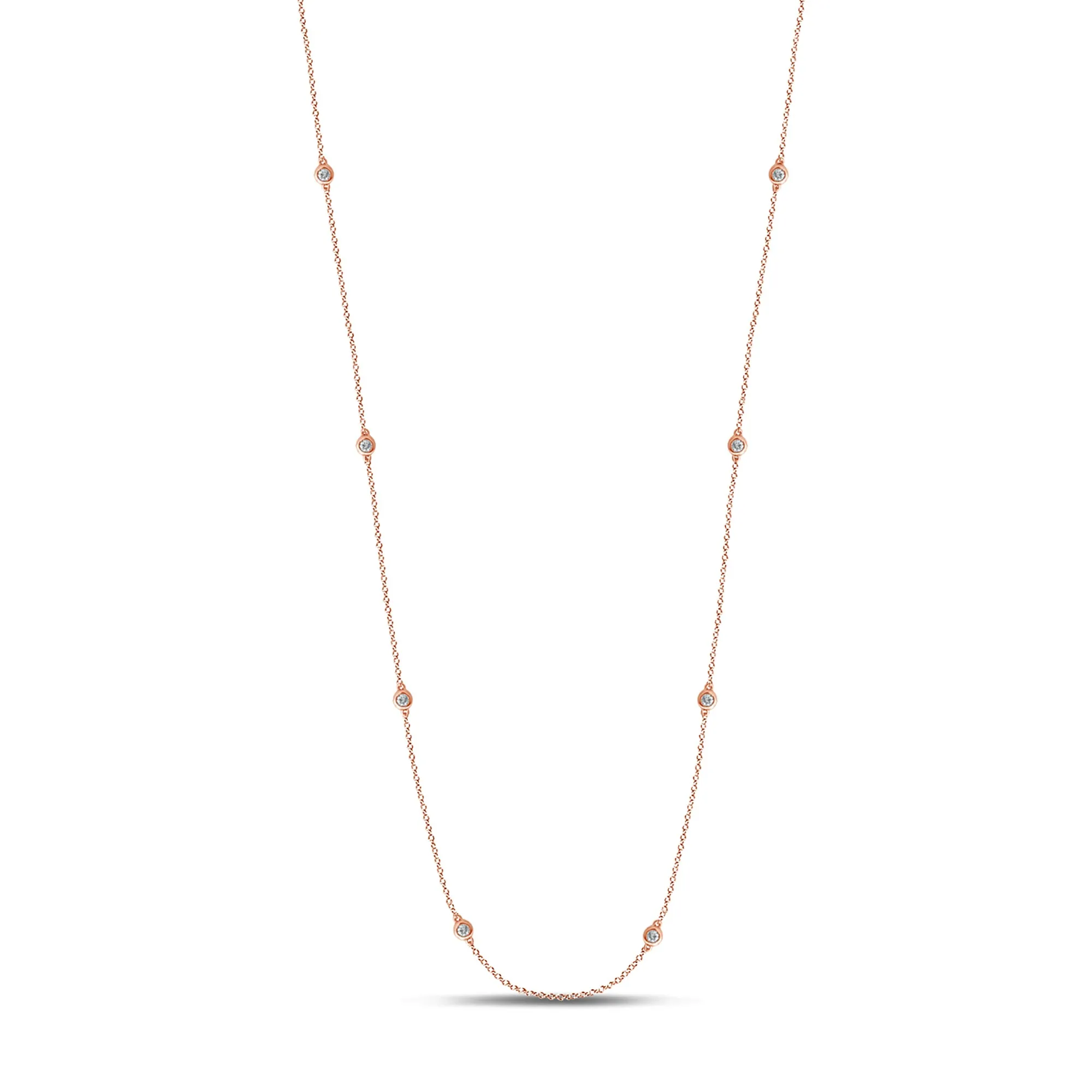 14K Rose Gold 0.72ctw Diamond Chord Necklace