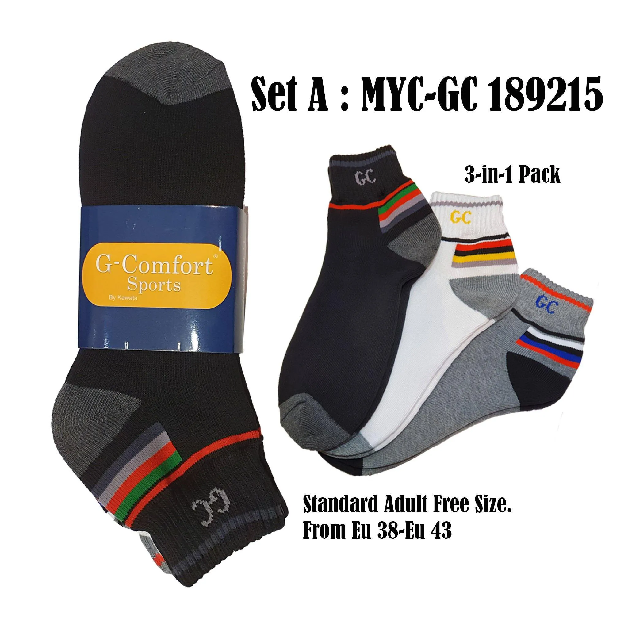 3-in-1 Value Pack Patterned Sport Socks