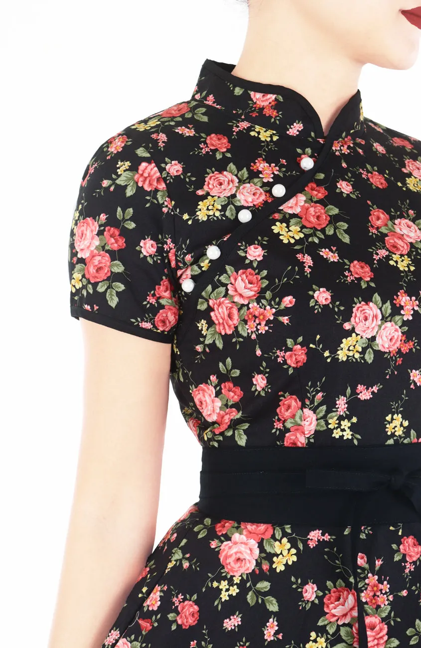 Antique Rose Cheongsam with Pearl Buttons