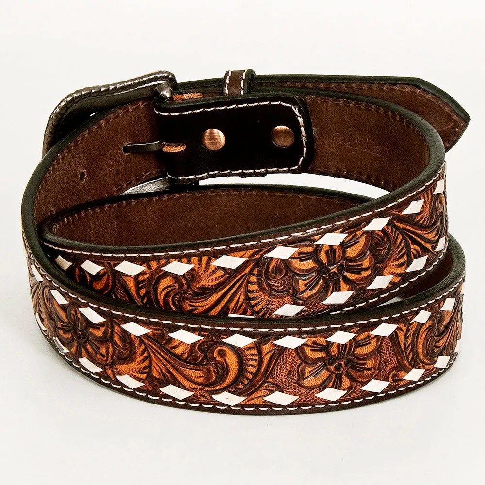 BAR H EQUINE Premium Quality Floral Hand Carved Western Leather Men And Women Belt Brown