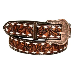 BAR H EQUINE Premium Quality Floral Hand Carved Western Leather Men And Women Belt Brown