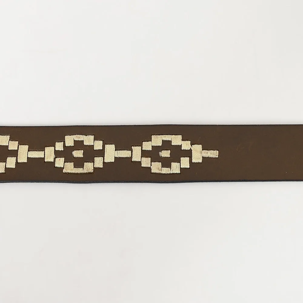 BAR H EQUINE Western Genuine Leather Men And Women Belt Embroidered White