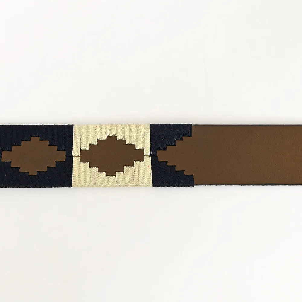 BAR H EQUINE Western Genuine Leather Men And Women Brown Belt Embroidered Beige & Black