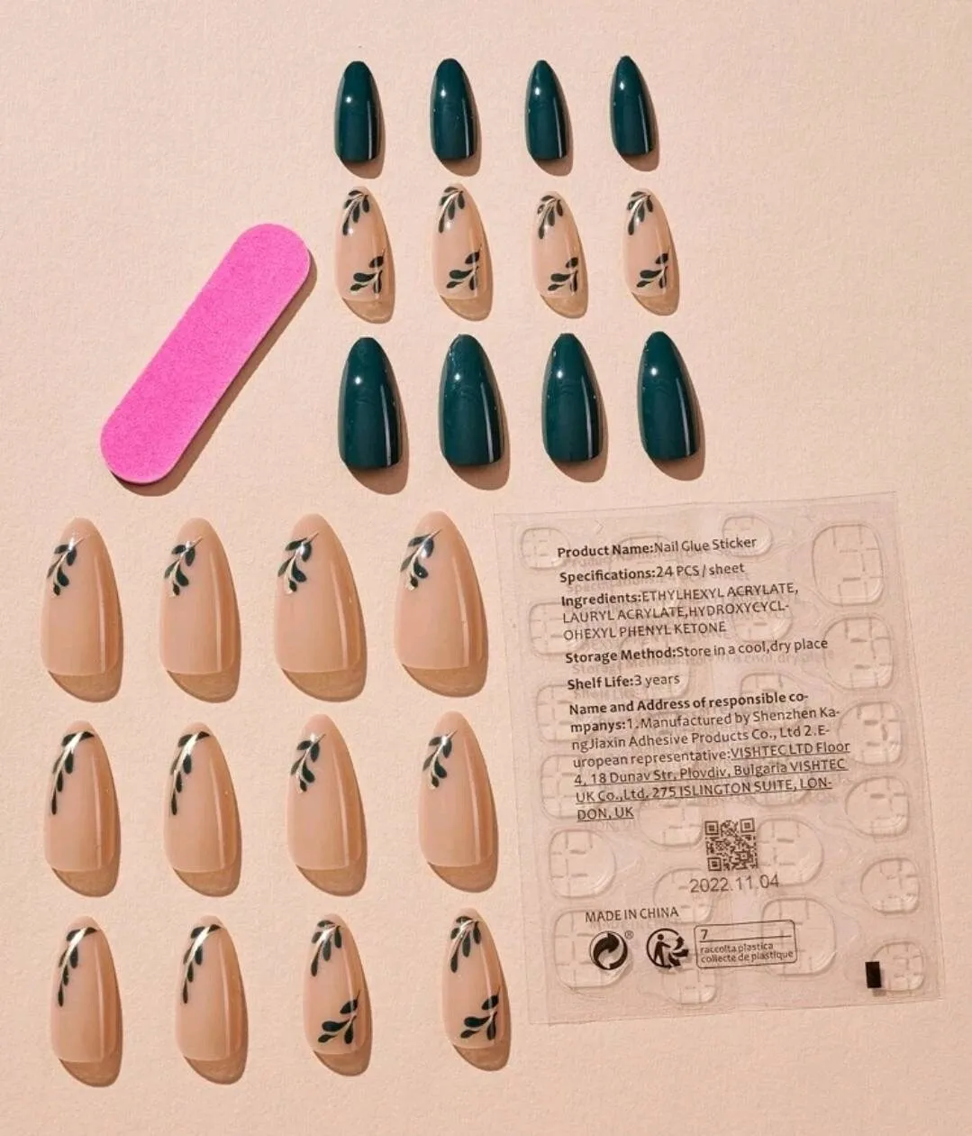 Beauty - Nails - long - teal floral