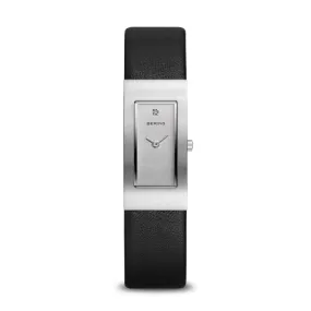 Bering Classic Ladies Rectangular Watch with Leather Strap