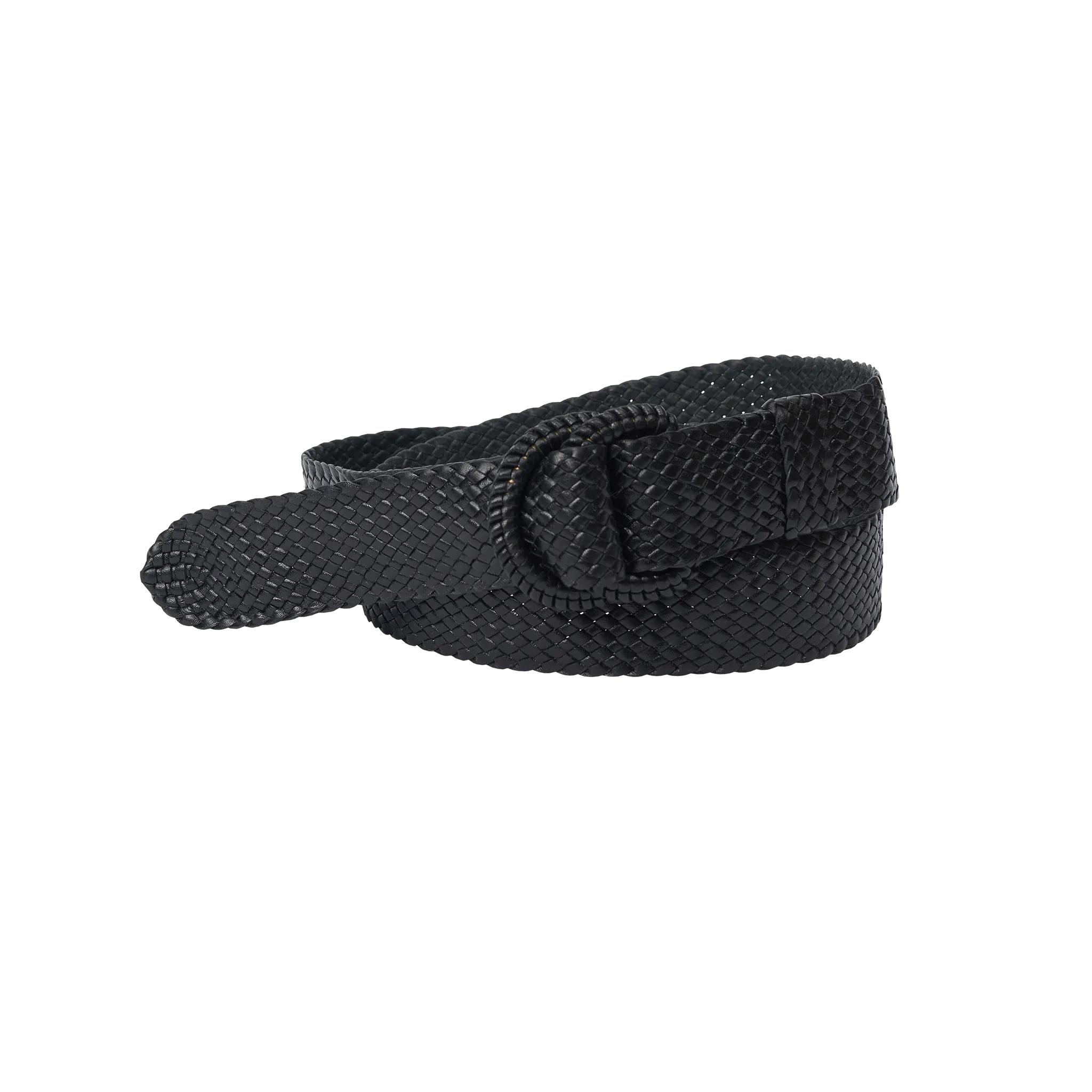 Black Braided Kangaroo Leather Belt