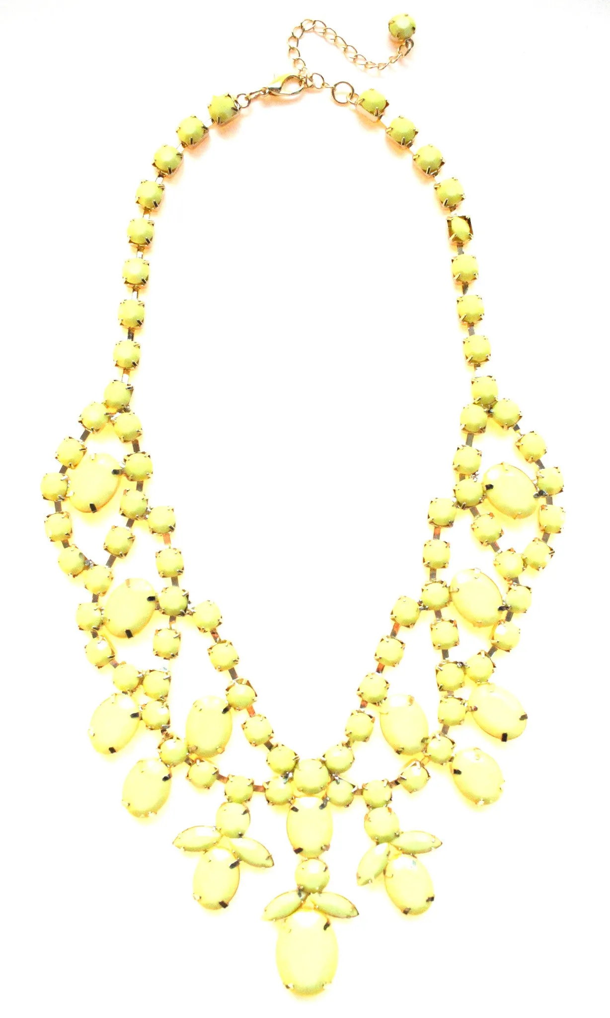 Bold Rhinestone Statement Necklace- Yellow