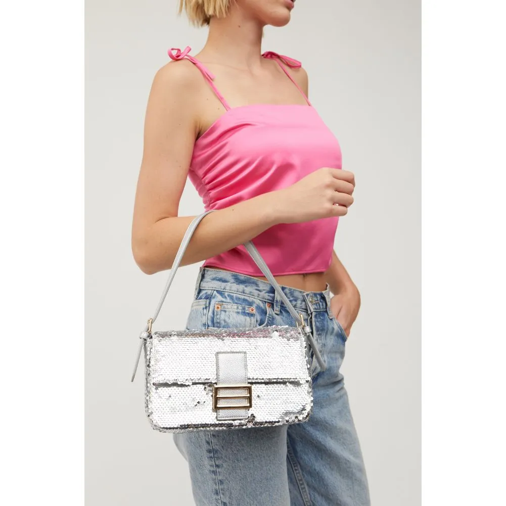 Bronx Sequin Baguette Shoulder Bag - Silver