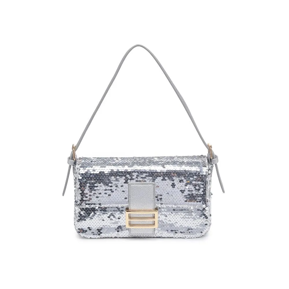 Bronx Sequin Baguette Shoulder Bag - Silver