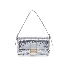 Bronx Sequin Baguette Shoulder Bag - Silver