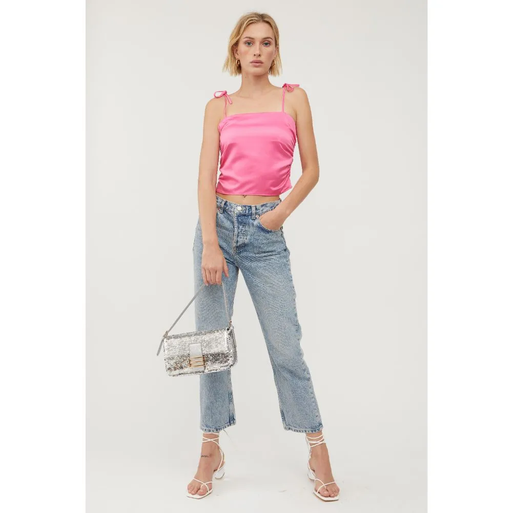 Bronx Sequin Baguette Shoulder Bag - Silver