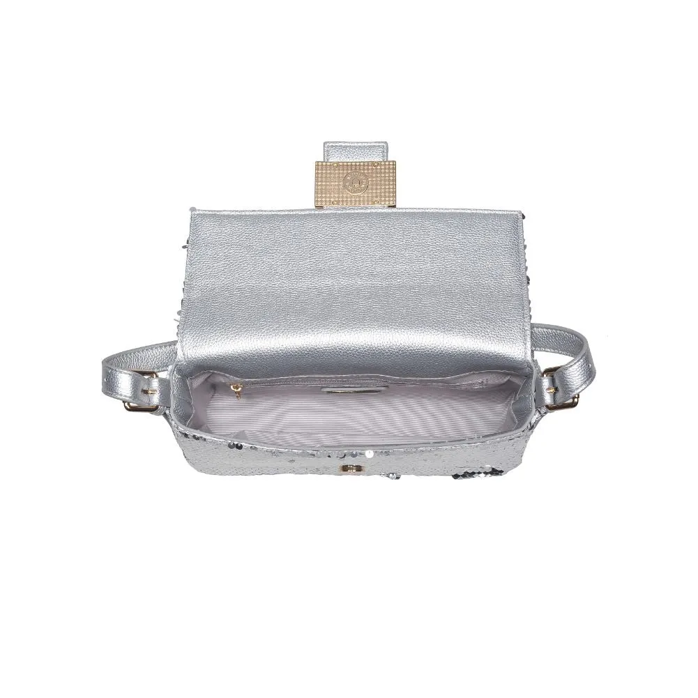 Bronx Sequin Baguette Shoulder Bag - Silver