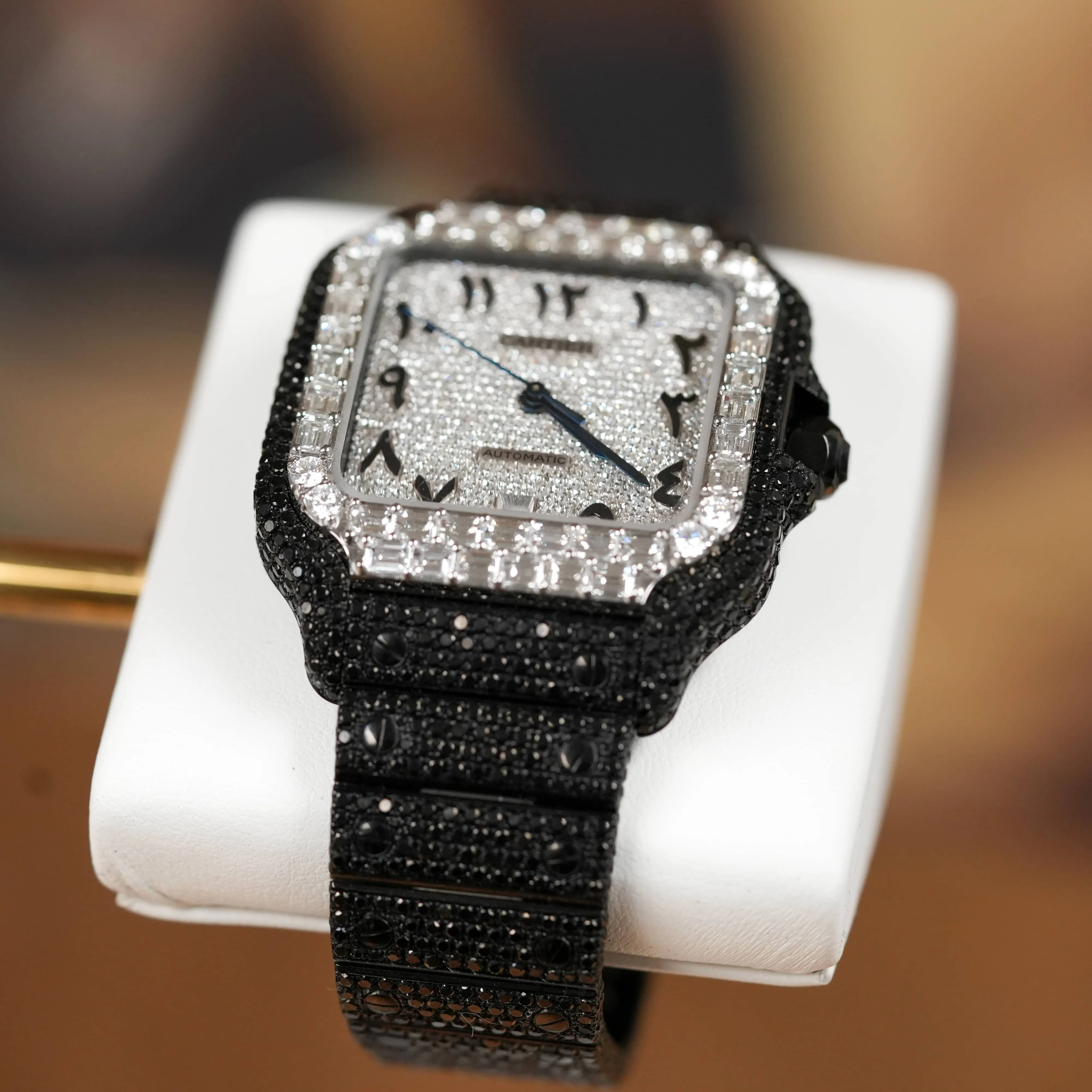 Cartier Santos Automatic 39.8mm - Black Iced Out