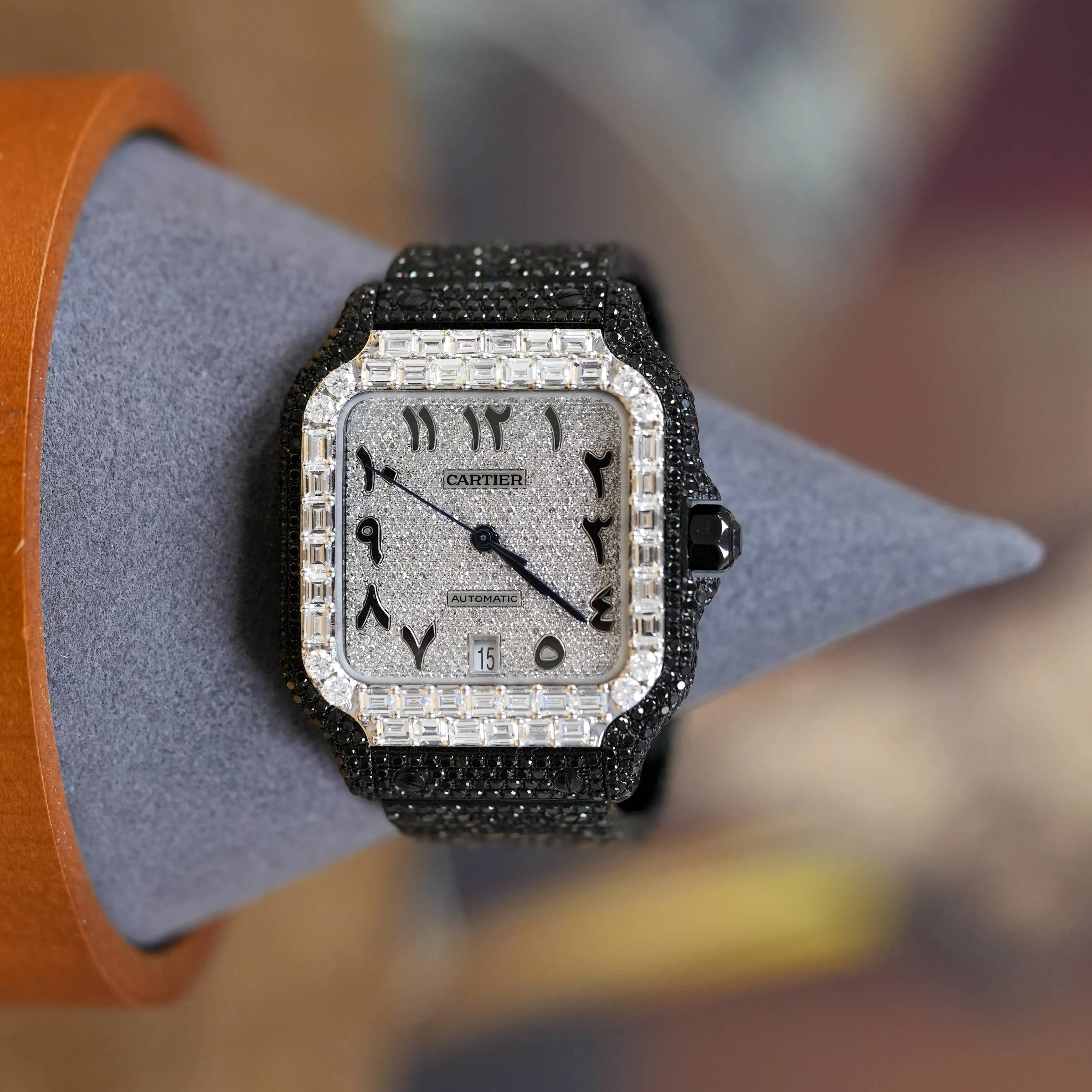 Cartier Santos Automatic 39.8mm - Black Iced Out