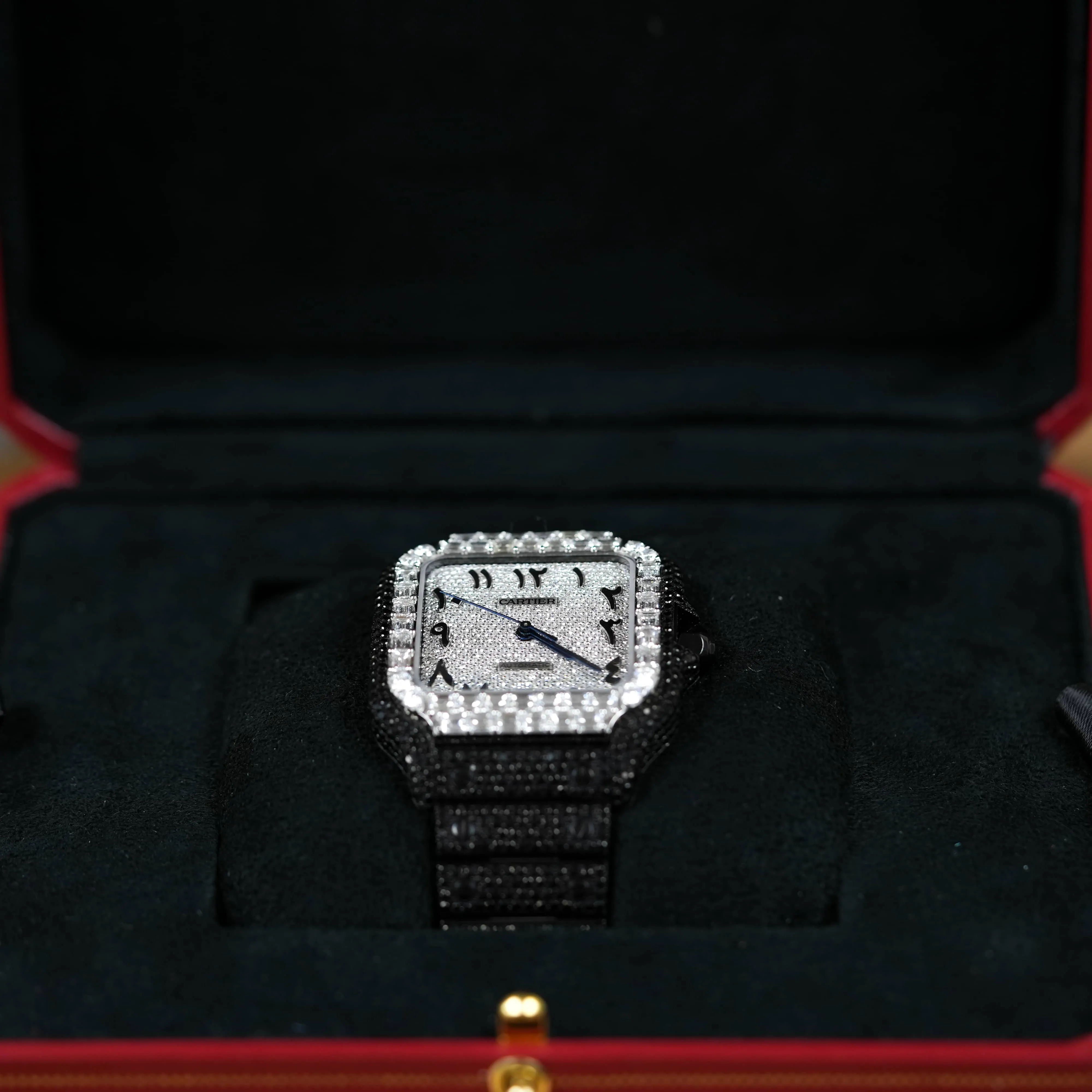 Cartier Santos Automatic 39.8mm - Black Iced Out
