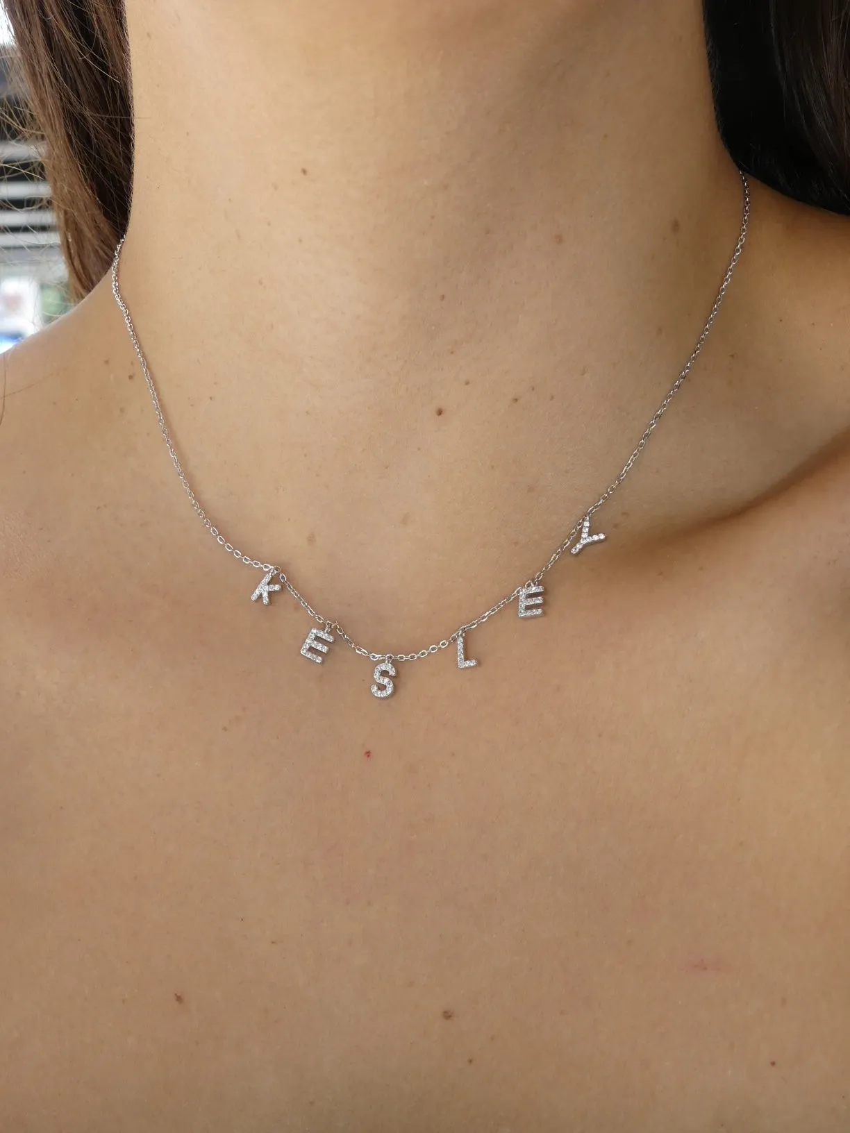 Charm Name Necklace 925 Sterling Silver Gold Personalized Name Pendant Necklace Luxury KESLEY