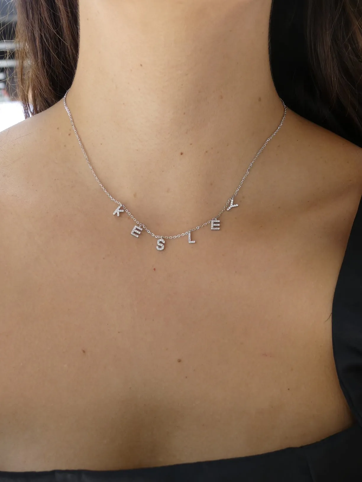 Charm Name Necklace 925 Sterling Silver Gold Personalized Name Pendant Necklace Luxury KESLEY