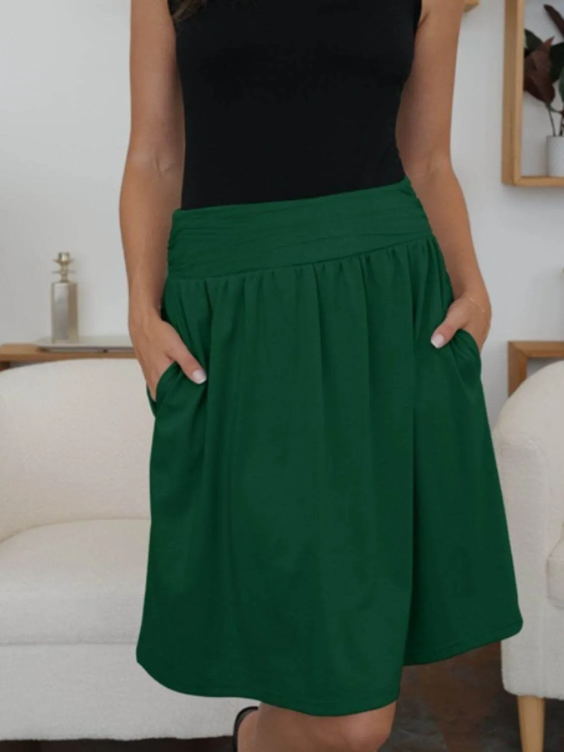 Chic & Comfortable FAM-FAM Stretchy Skirt with Convenient Pockets