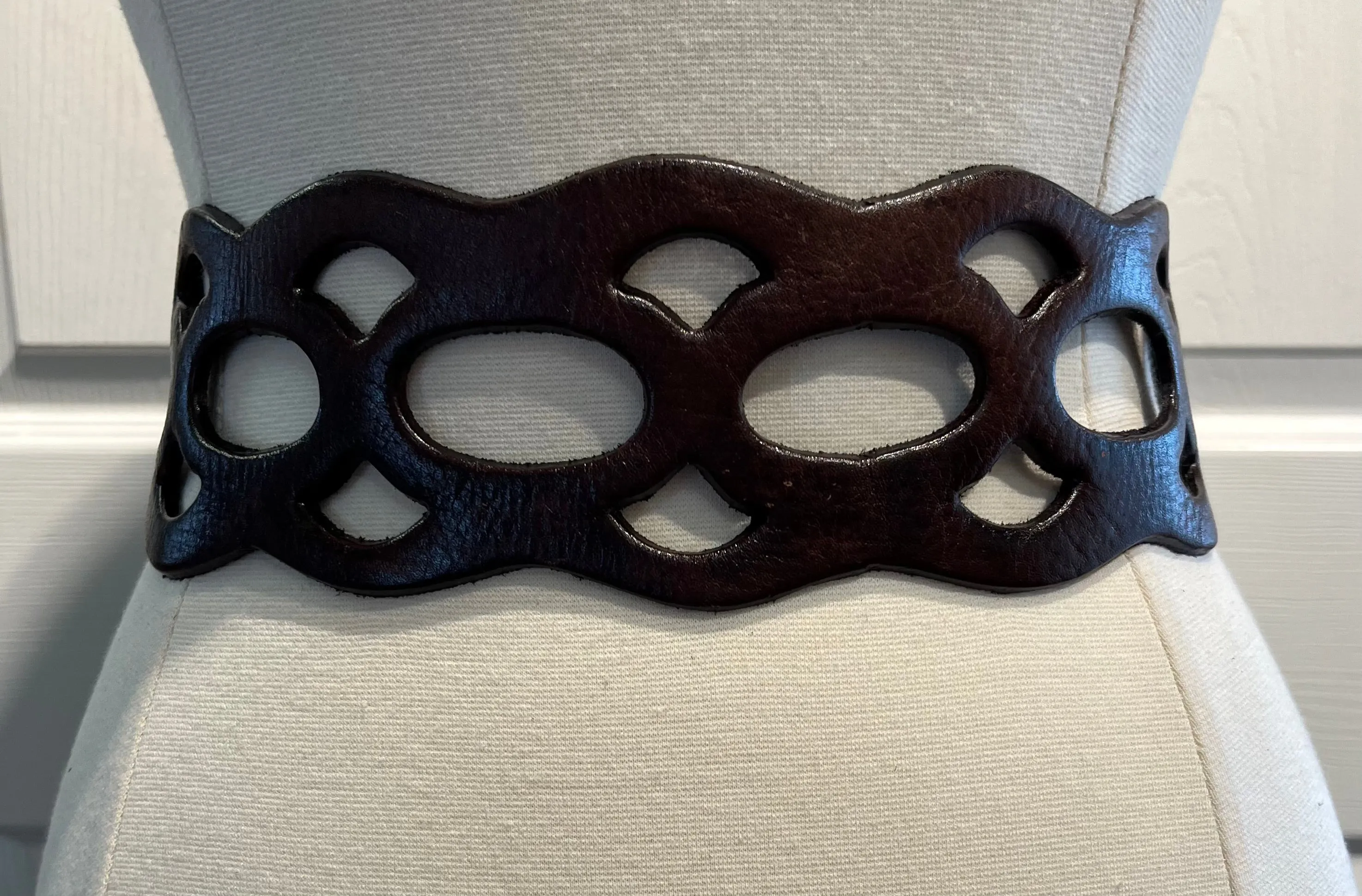 Chocolate Brown Moroccan Leather Belt w/ Round SILVER Buckle