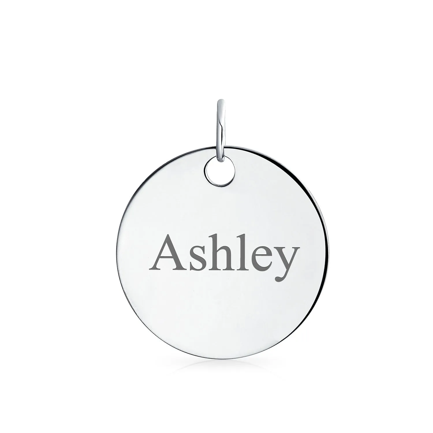 Circle Inspirational Pendant Necklace Faith Hope Love Disc Silver Tone Stainless Steel