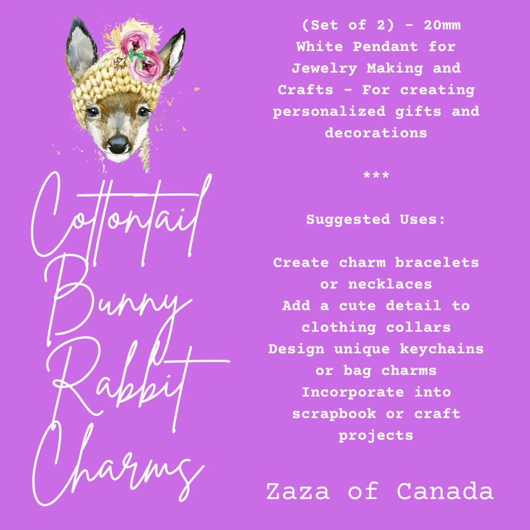 Cottontail Bunny Rabbit Charms (Set of 2)