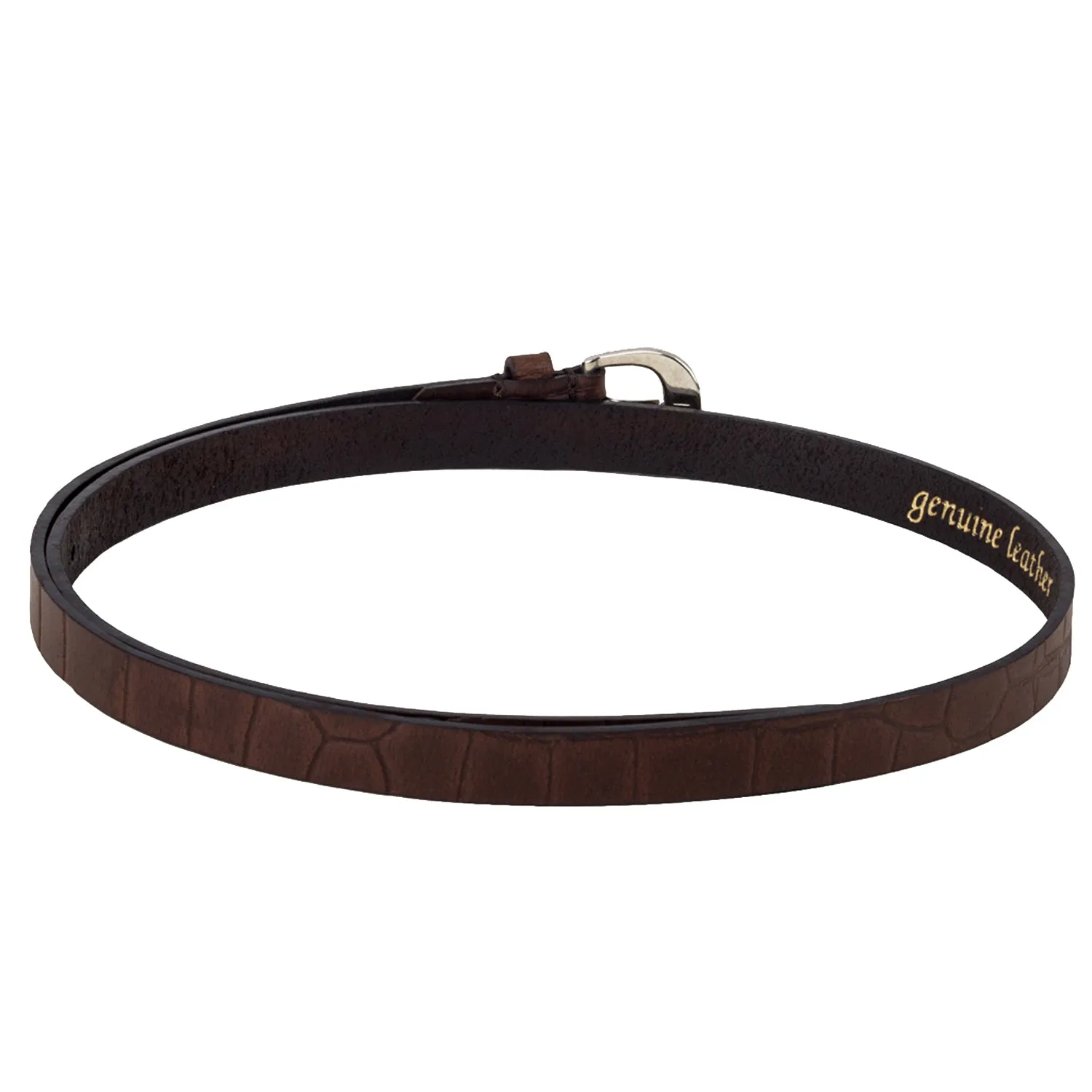 Croco pattern embossed brown Women's Belt