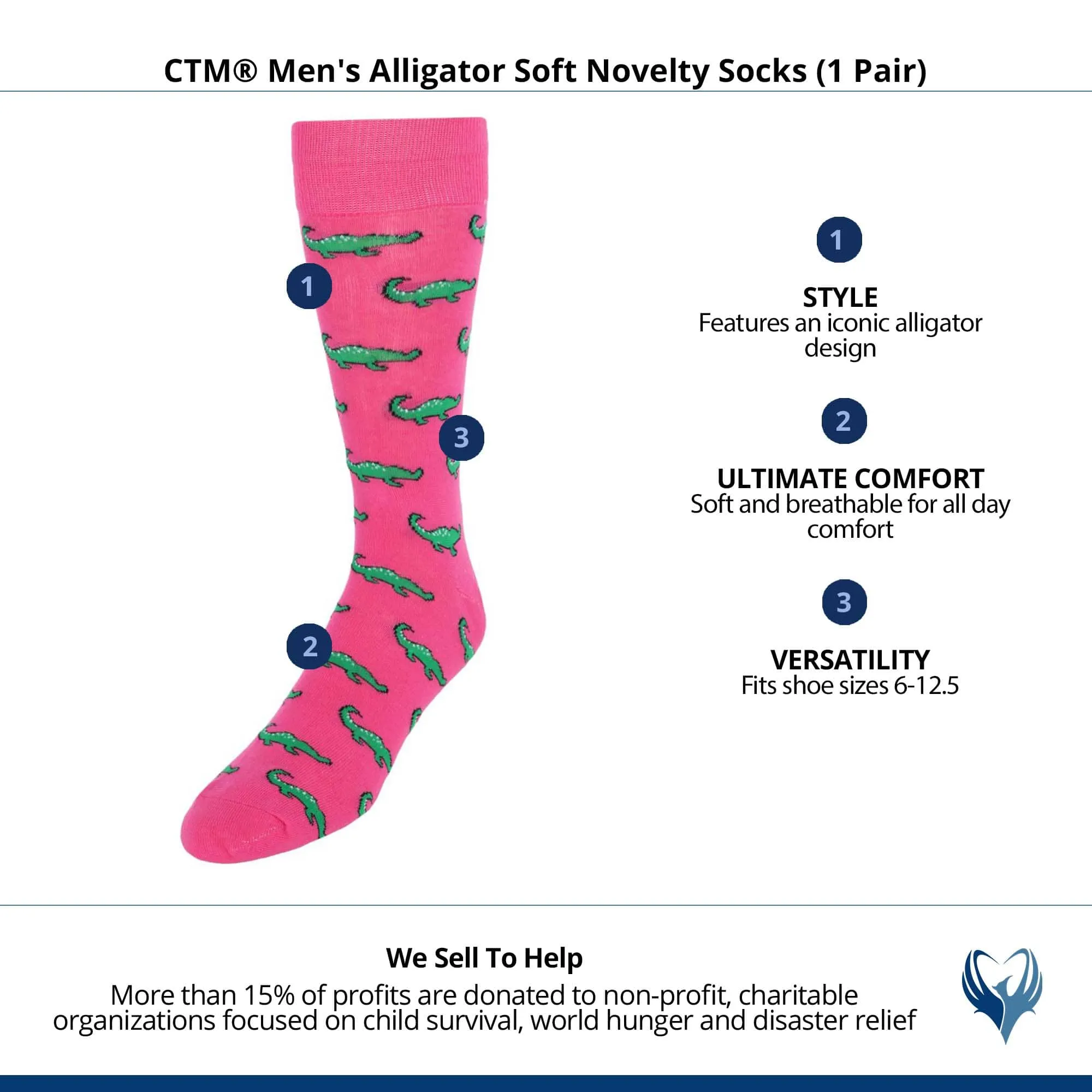CTM® Men's Alligator Soft Novelty Socks (1 Pair)