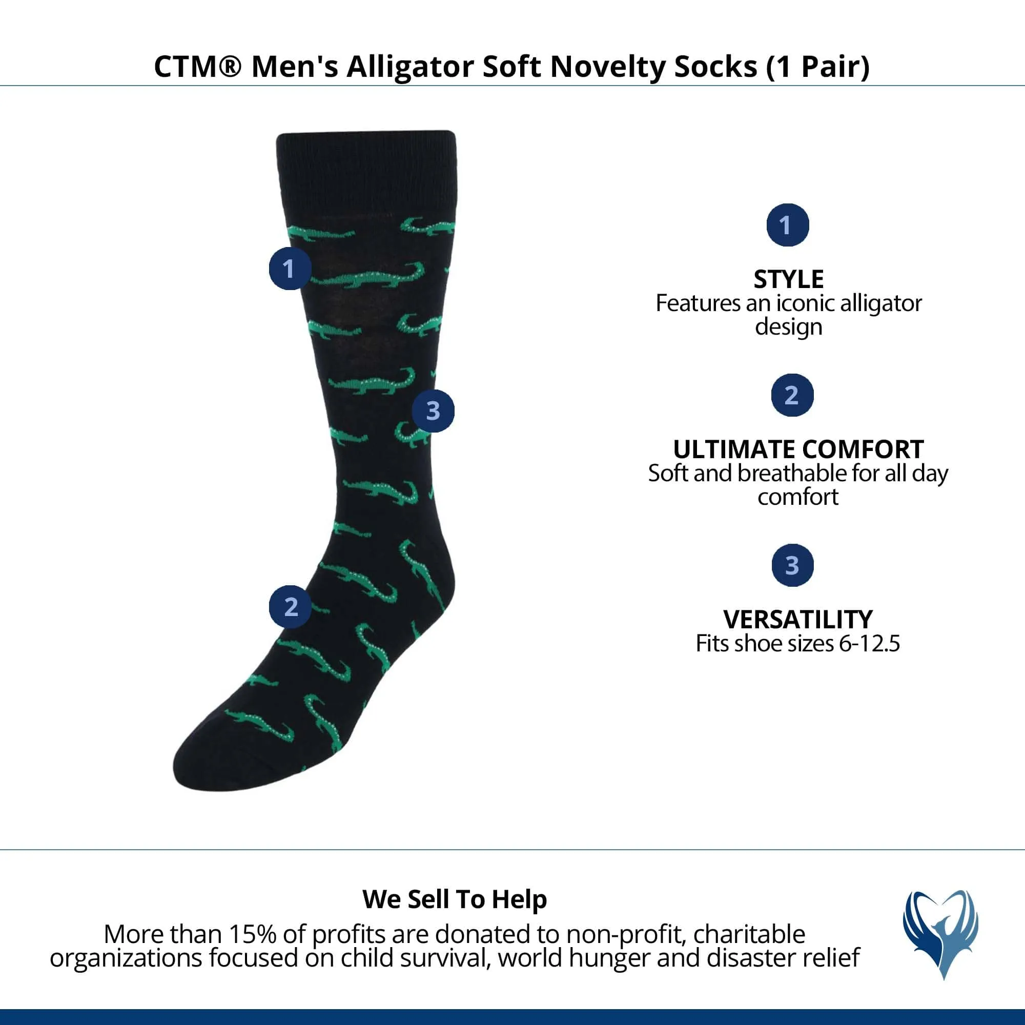 CTM® Men's Alligator Soft Novelty Socks (1 Pair)
