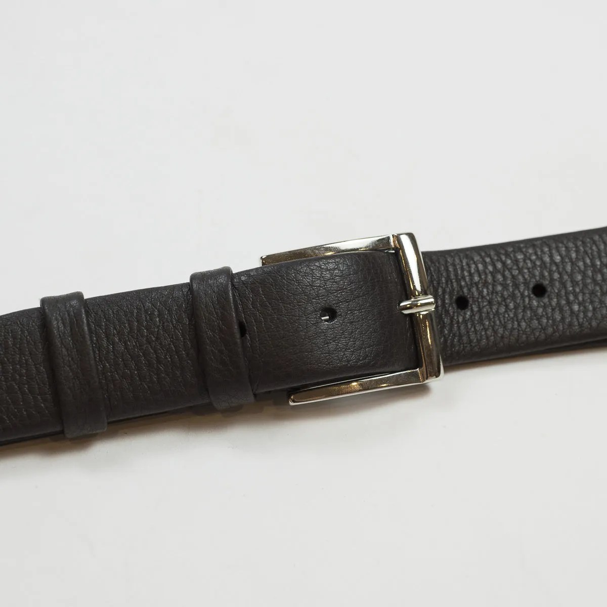 Dark brown soft calf "tubo" tubular dress belt