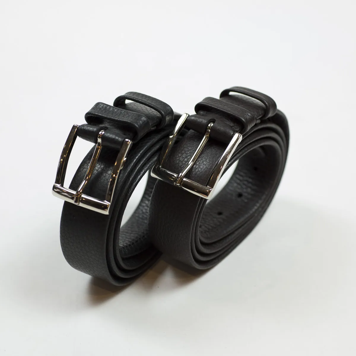 Dark brown soft calf "tubo" tubular dress belt