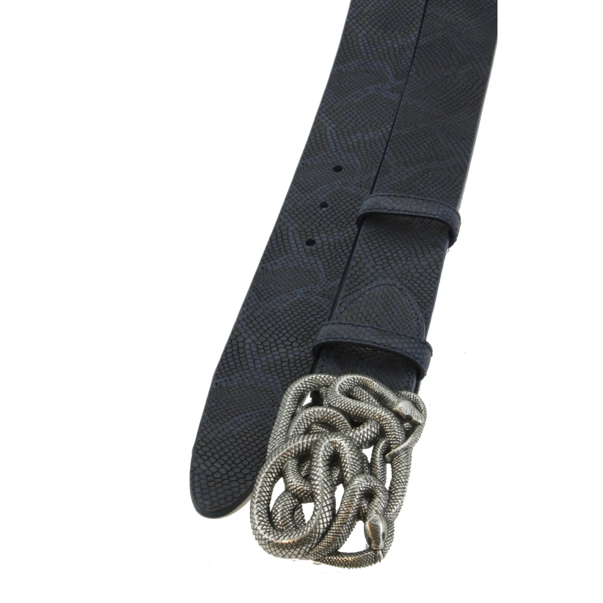 Deep Blue Python Texture Supple Swirling Snake Belt