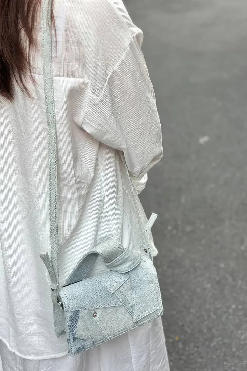 Denim small square bag casual shoulder bag