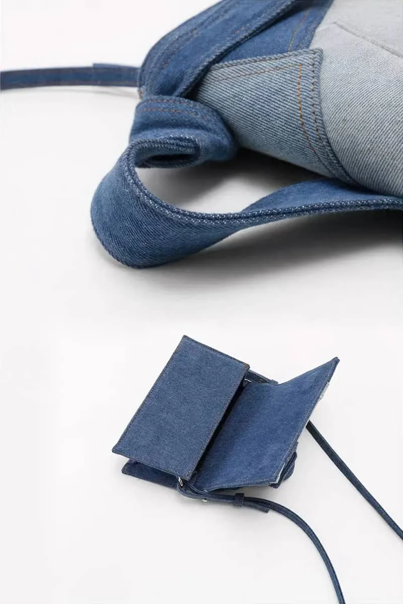 Denim small square bag casual shoulder bag