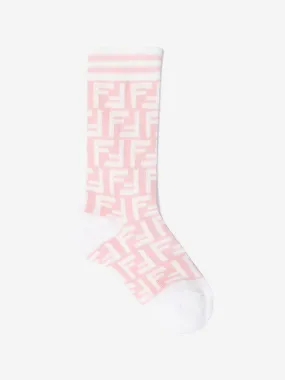 Fendi Girls FF Logo Socks in Pink
