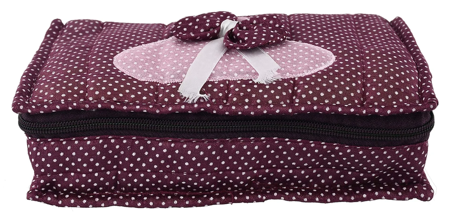 Fun Homes Cotton Multipurpose 7 Pocket Dot Printed Jewellery Storage Bag Pouch/Travel Kit Organizer (Pink & Purple)-Pack of 2-FHUNH15445, L