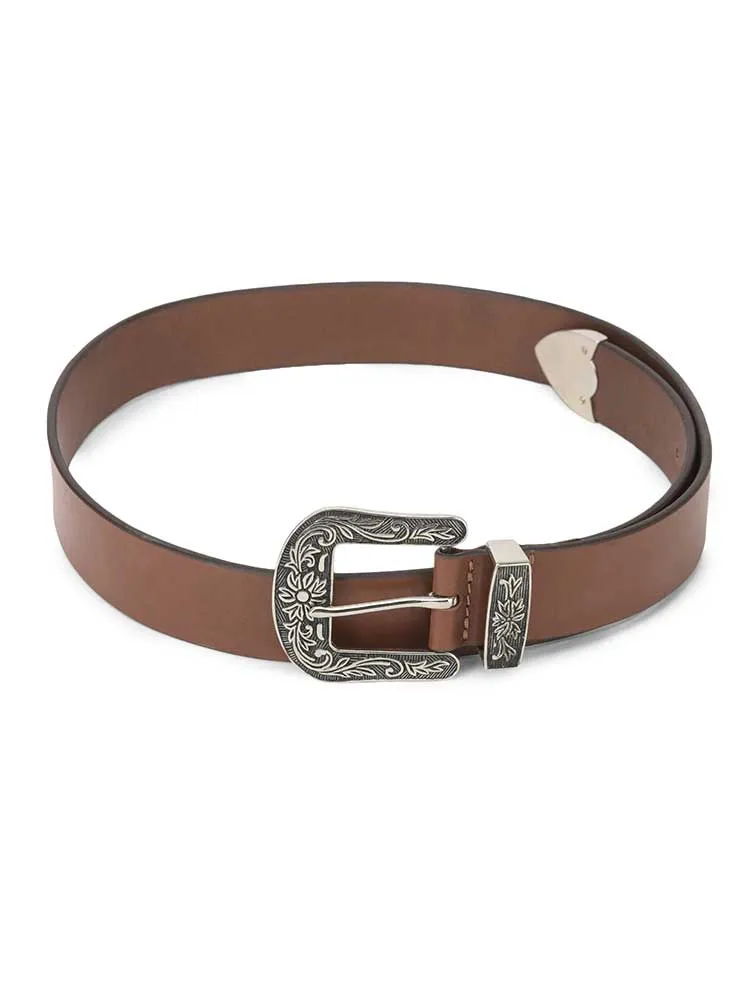 Geniune Leather Brown Cowboy Belt