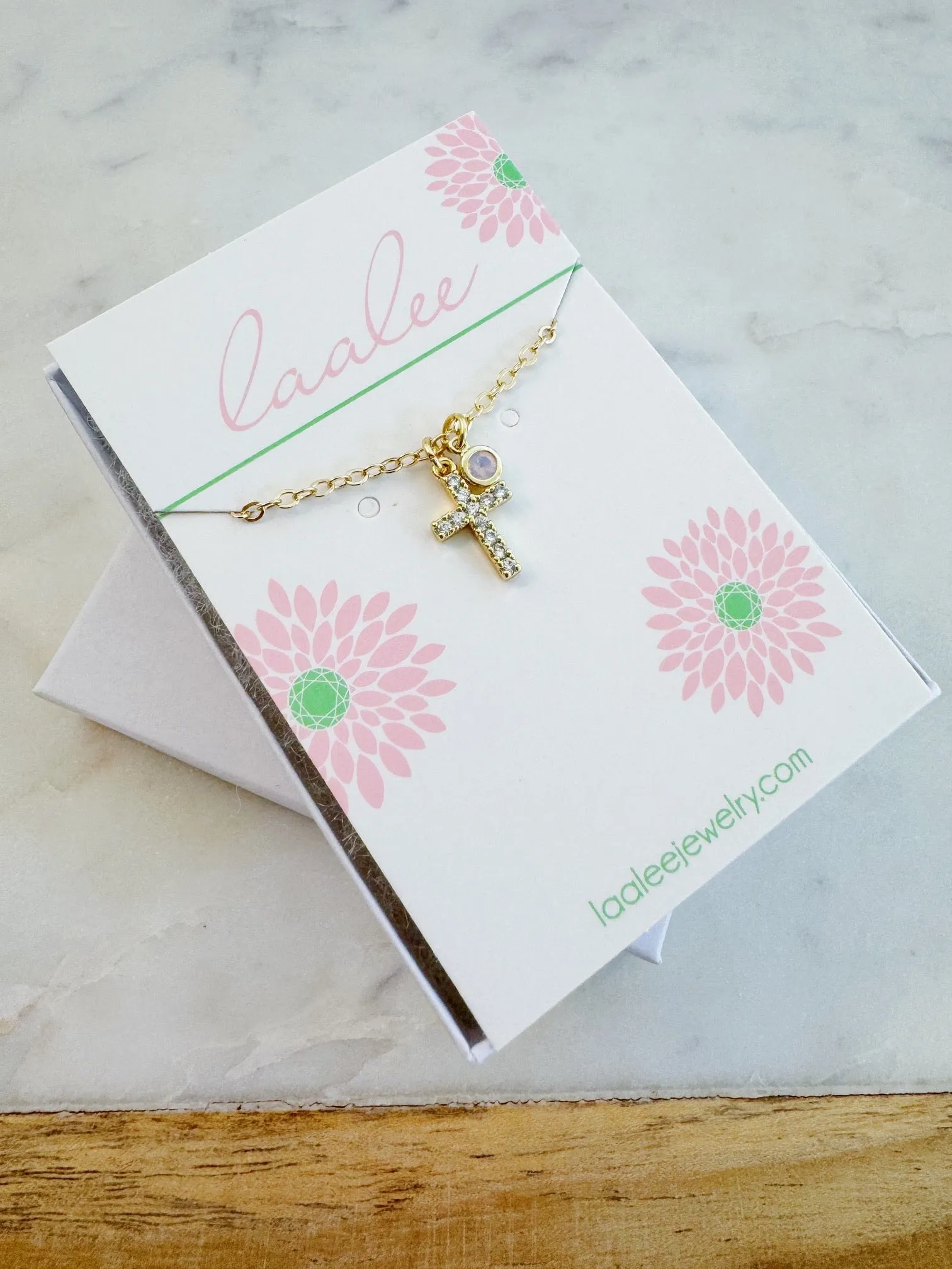 Gold Cross Necklace, Personalized Religious Jewelry, Birthstone Necklace