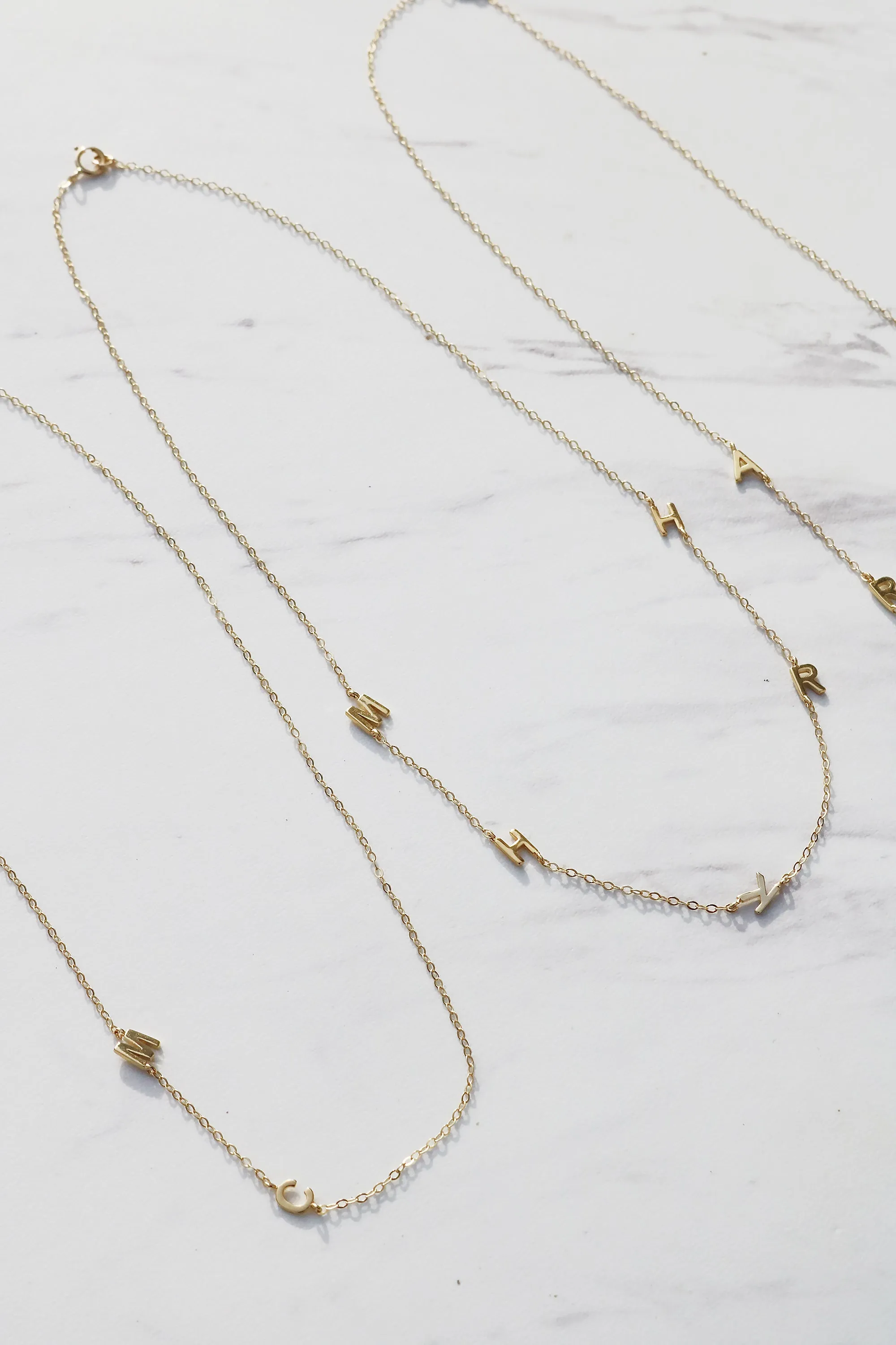 Gold Tiny Letter Necklace