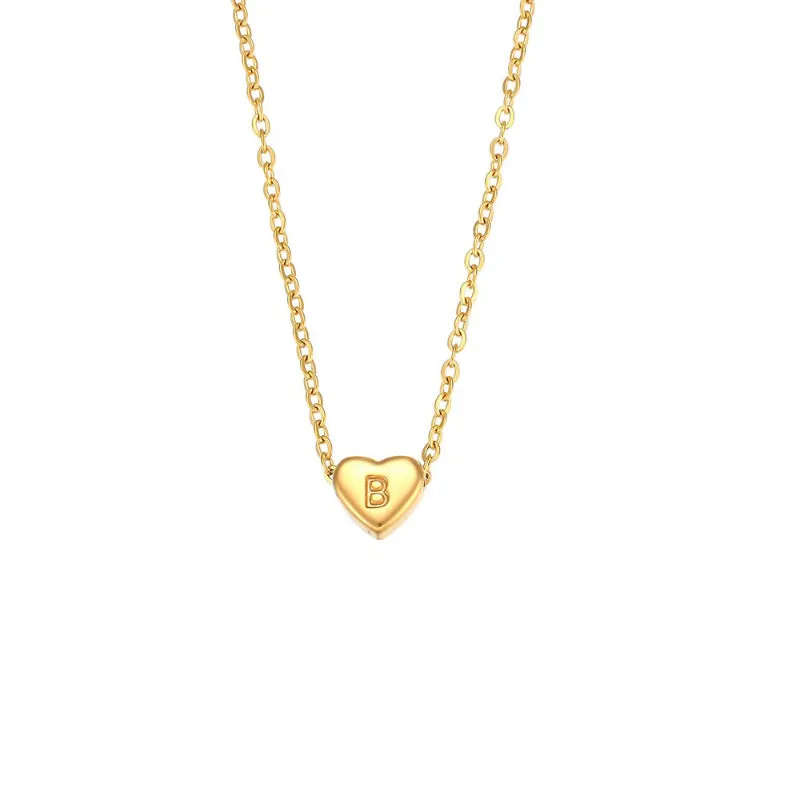 Heart Charm with Personalized Letter Initial Chain Necklaces