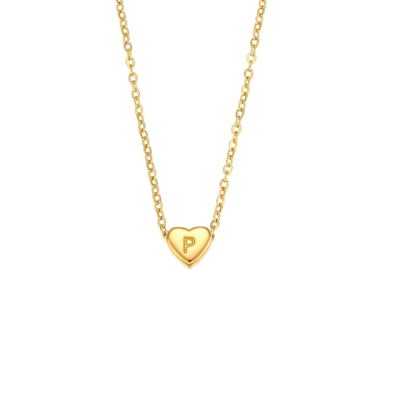 Heart Charm with Personalized Letter Initial Chain Necklaces
