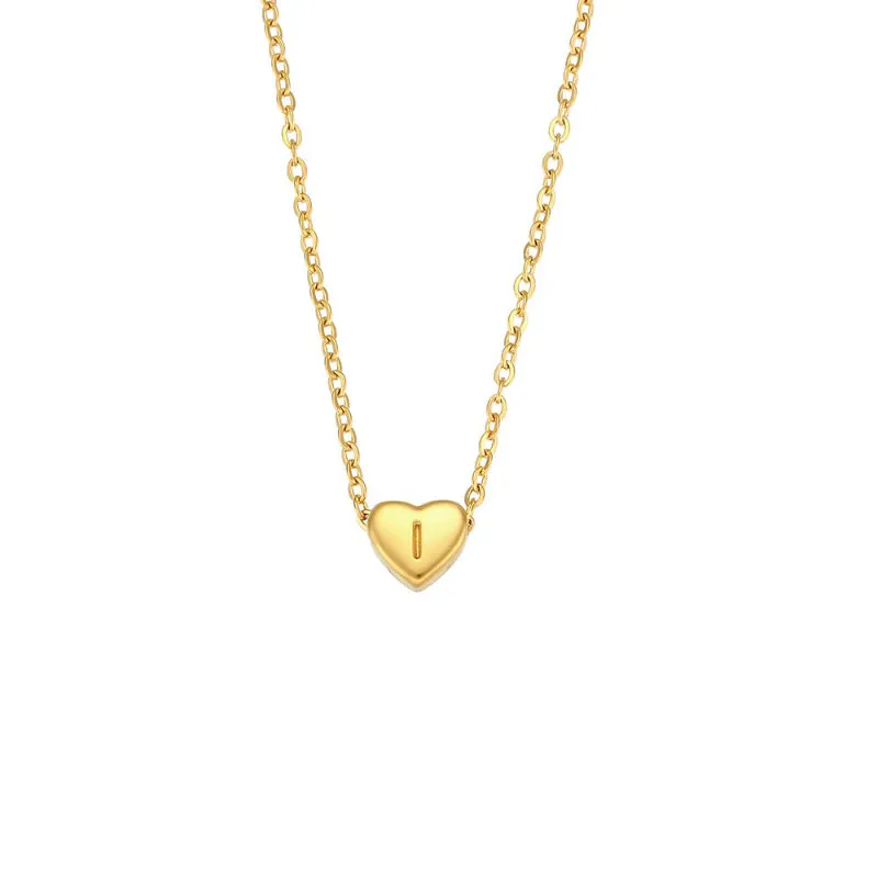 Heart Charm with Personalized Letter Initial Chain Necklaces