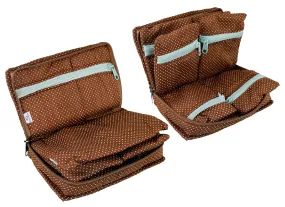 Heart Home Cotton Dot Printed Jewellery Pouch Cum Makeup Organiser Kit (Brown)-Pack of 2-HHEART15434