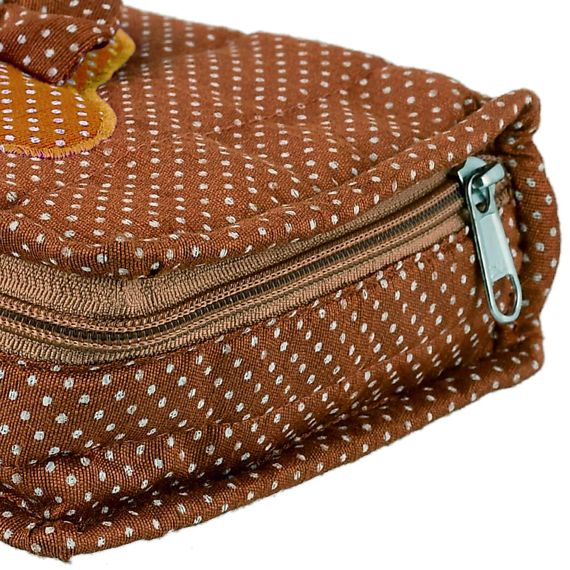 Heart Home Cotton Dot Printed Jewellery Pouch Cum Makeup Organiser Kit (Brown)-Pack of 2-HHEART15434