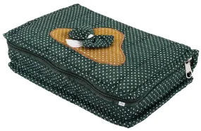 Heart Home Cotton Dot Printed Jewellery Pouch Cum Makeup Organiser Kit (Green)-HHEART15424