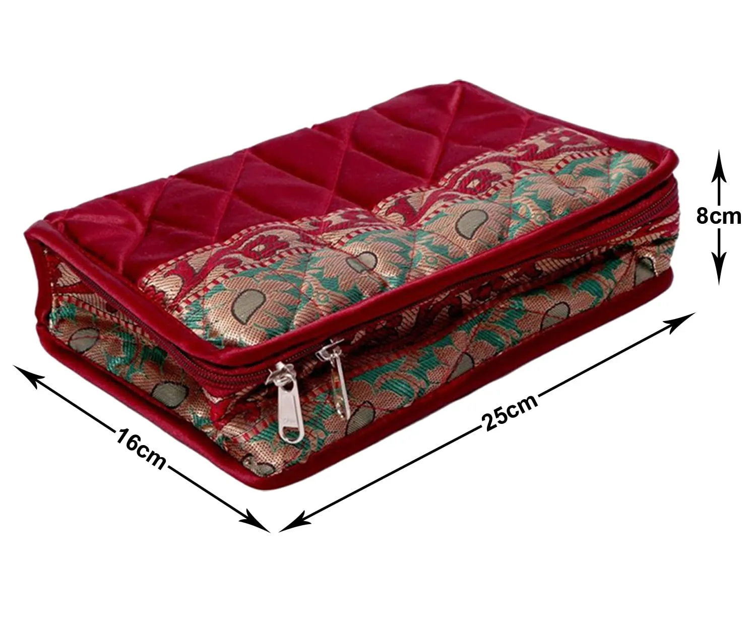 Heart Home Portable Jewellery Organizer With 4 Tranasparent Pouches With Top Handle (Maroon)-HS43HEARTH25825